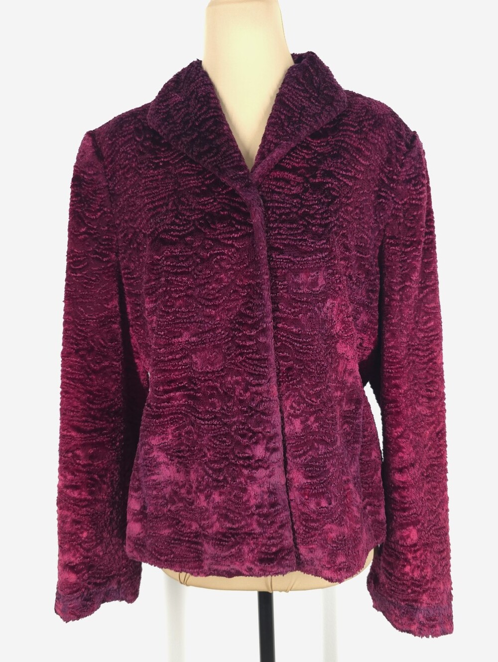 Kate Hill Plush Faux Fur Jacket in Rich Berry
